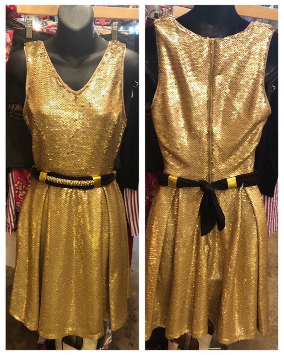 gold sequin disco dress