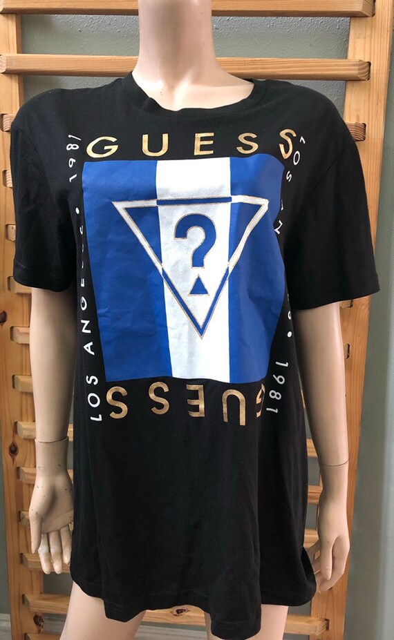 black and blue guess shirt