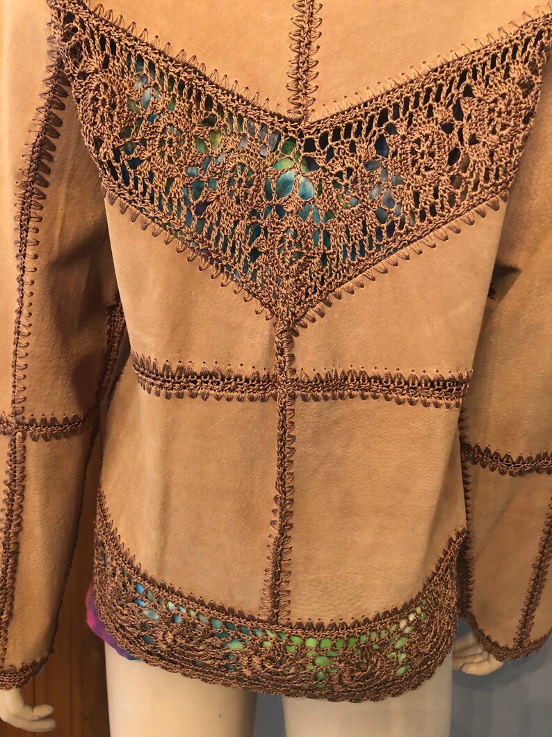 Hippie Vintage style Tan Brown Suede Jacket with Tags by Carducci Large