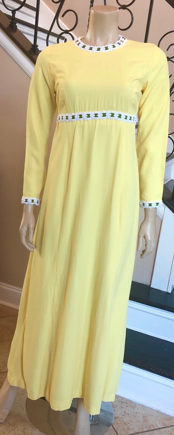 Gorgeous Vintage Yellow 70s Bridesmaid Formal Dre… - image 7