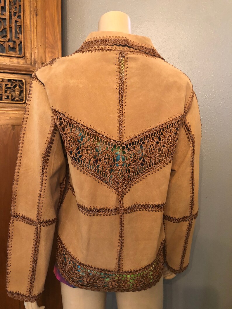 Hippie Vintage style Tan Brown Suede Jacket with Tags by Carducci Large