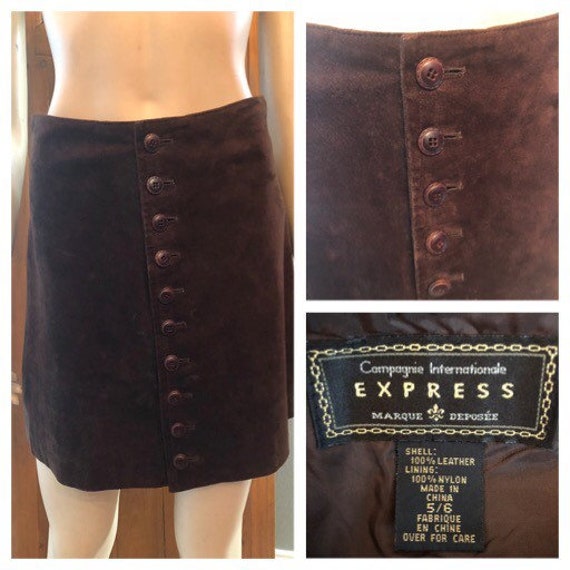 Cute Vintage 90s does 60s / 70s Style Brown Suede