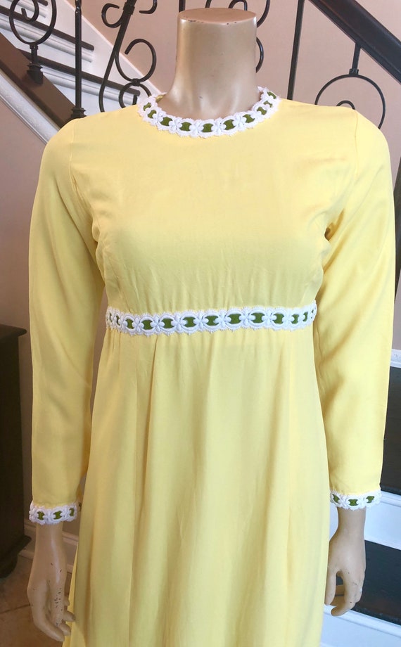 Gorgeous Vintage Yellow 70s Bridesmaid Formal Dre… - image 2