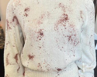 Suéter divertido vintage com sangue de zumbi / pequeno
