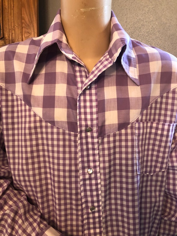 Vintage Purple Gingham Square Dance Western Mens … - image 6