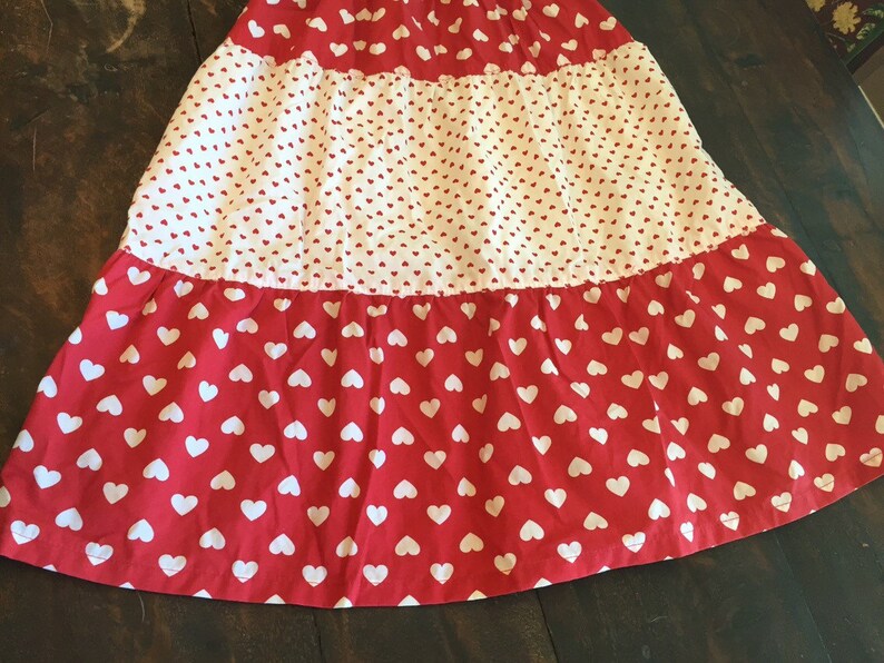 Perfect Vintage cotton Heart Park Bench Kids sun dress / size medium girls kids image 4