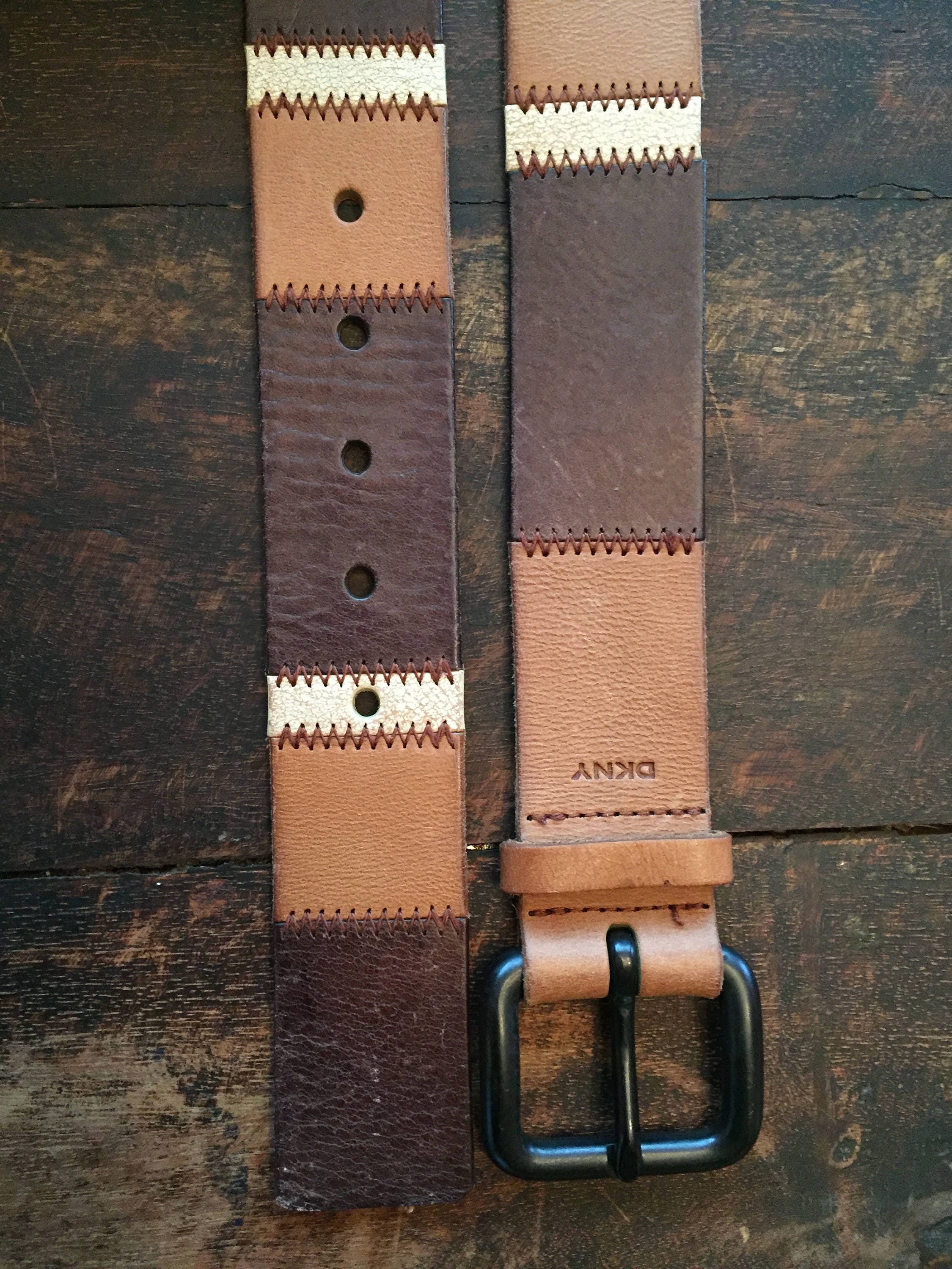Gorgeous Vintage DKNY 
Woven Leather Belt
Brown patina leather
Brass buckle Donna Karan Belt - Etsy main image 2