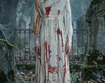Vestido de noiva vintage zumbi estiloso / corte mullet / Halloween / tamanho pequeno
