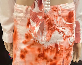 Saia-calça jeans elástica e branca sangrenta Cool Zombie / Saia / Pequena