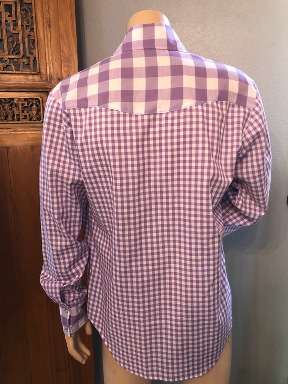 Vintage Purple Gingham Square Dance Western Mens … - image 2