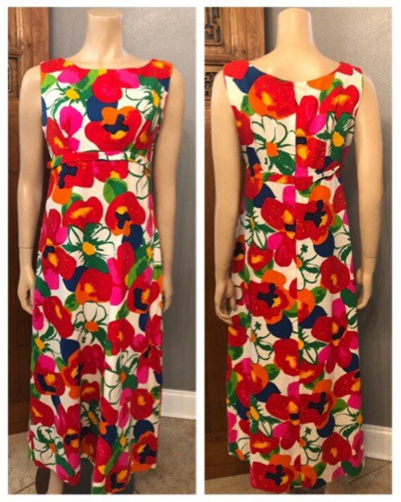 Gorgeous 60s / 70s Vintage Bold Mod Flower Print D