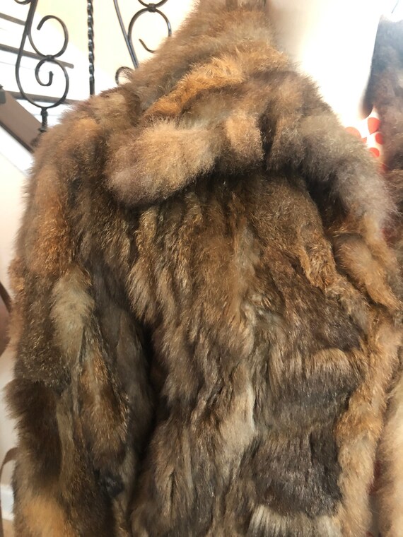 Cool Vintage 70s Multicolor Brown Rabbit Fur Coat… - image 8