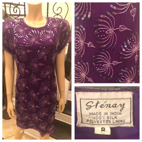 Gorgeous Vintage 80s / 90s Purple Sequin Stenay Ev