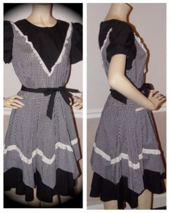Black and White Gingham Square Dance dress