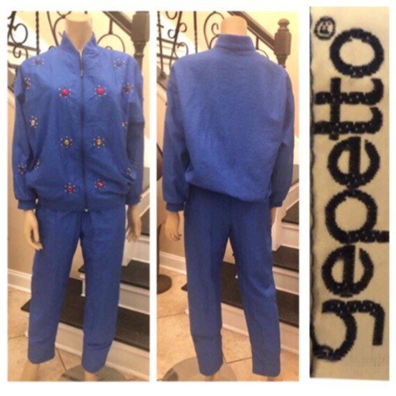 Fun Vintage 80s / 90s Gepetto Blue Tracksuit Jack… - image 1