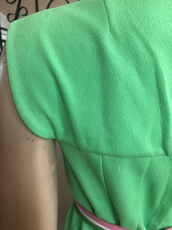 Cute Vintage 70s Lime Green Sleeveless Polyester … - image 7