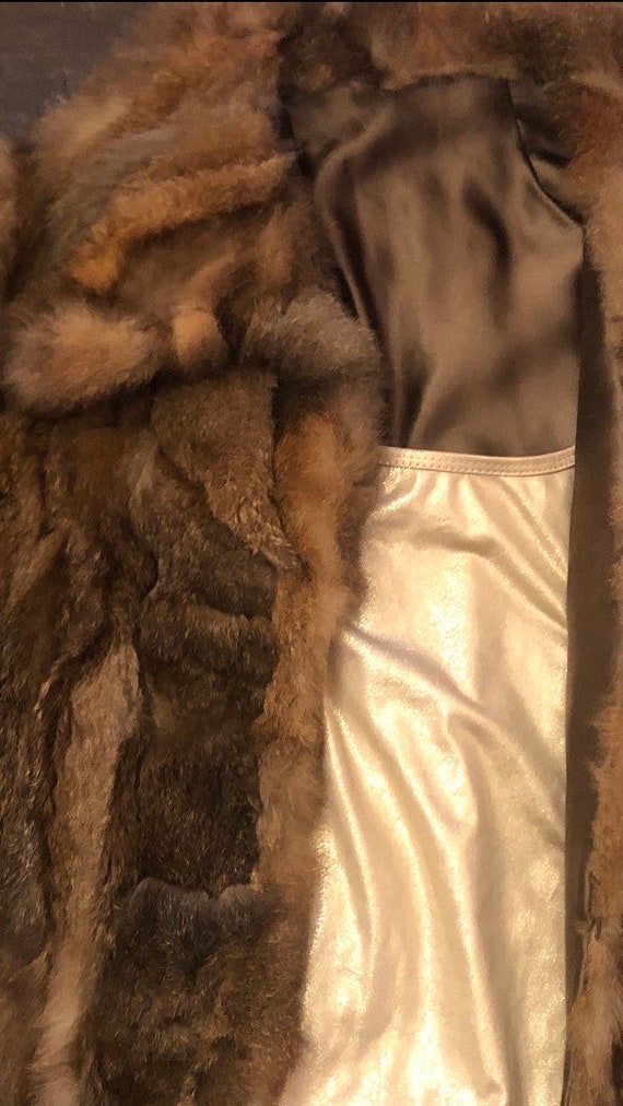 Cool Vintage 70s Multicolor Brown Rabbit Fur Coat… - image 6