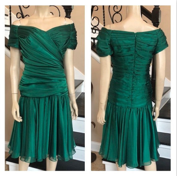 Gorgeous Vintage Emerald Green Thai Silk Formal o… - image 8