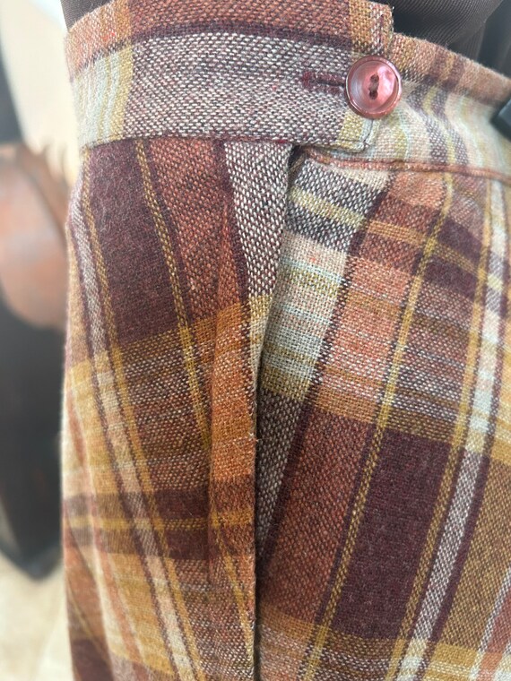 Cute Vintage 70s Wool Aline Brown Plaid Skirt by … - image 4