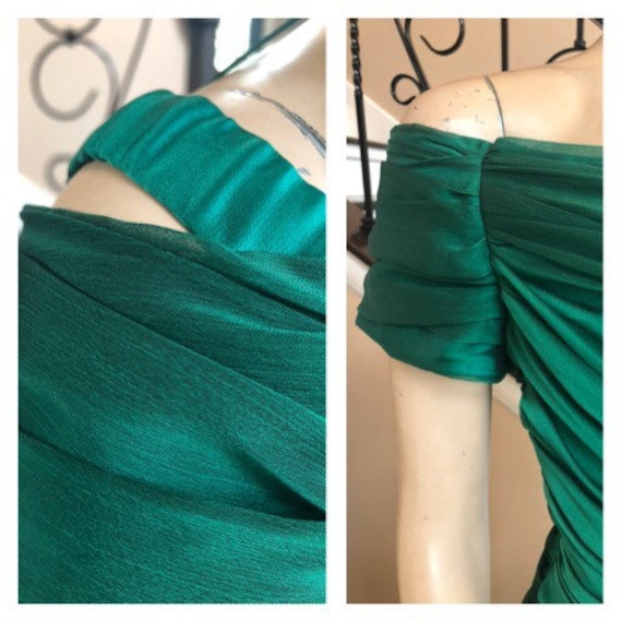 Gorgeous Vintage Emerald Green Thai Silk Formal o… - image 3