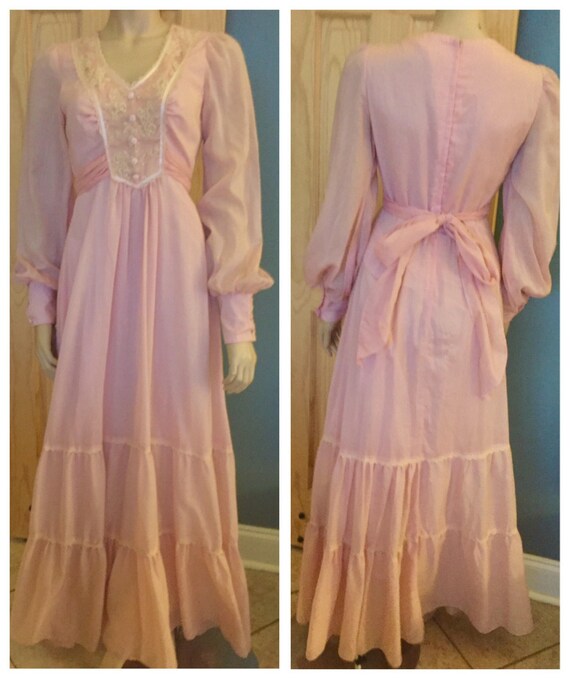 Beautiful Pink bohemian floor length dress / small