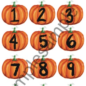 Fall Pumpkin Large Numbers Daily Journal Scrapbook Planner Days of