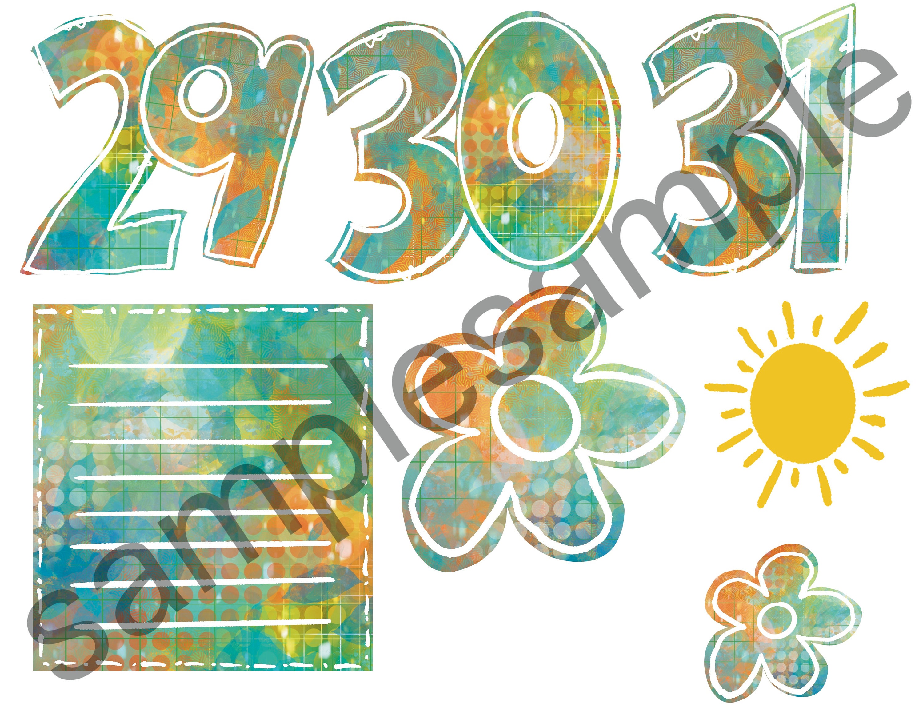 LARGE August Printable Collage Numbers for Journaling or Scrapbooking ...
