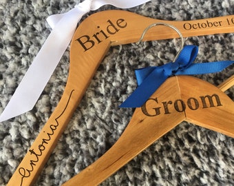 Engraved Wedding Hanger - Personalized Bride Hanger - Groom Hanger - Wedding Decor - Wedding Gift - Accessory - Wedding Favor - Dress Hanger