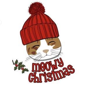 Meowy Christmas | Contented Cat Holiday Art