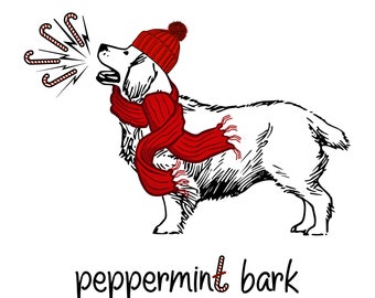 Corteza de menta / Arte navideño humorístico para los amantes de los perros