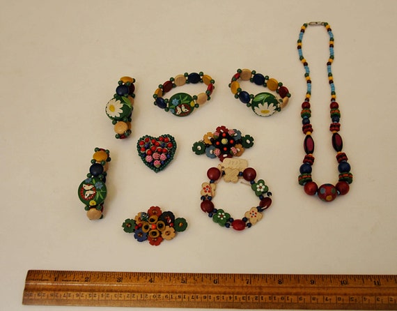 Antique german children folk art jewelry lot Ertzg
