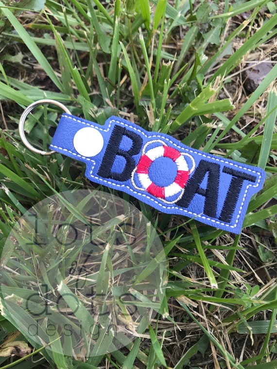 Boat Keychain eEmbroidery Keyfob Handmade Etsy