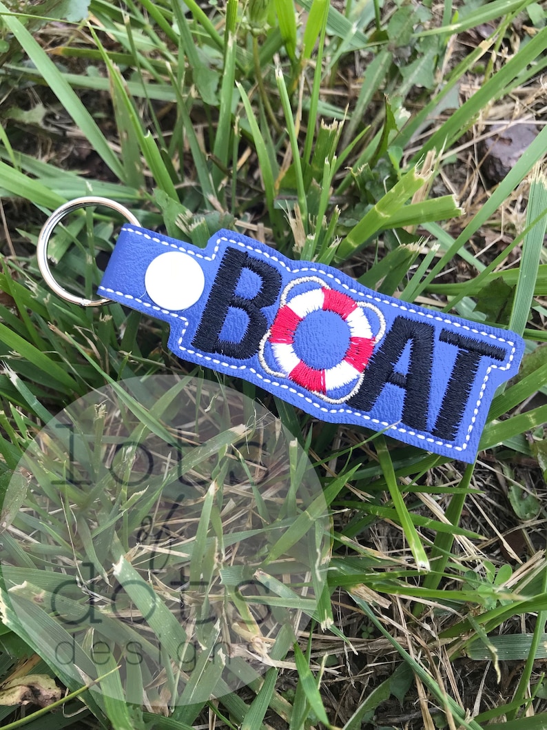 Boat Keychain Eembroidery Keyfob Handmade Etsy