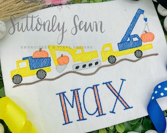 Pumpkin construction fall shirt, embroidery, personalized