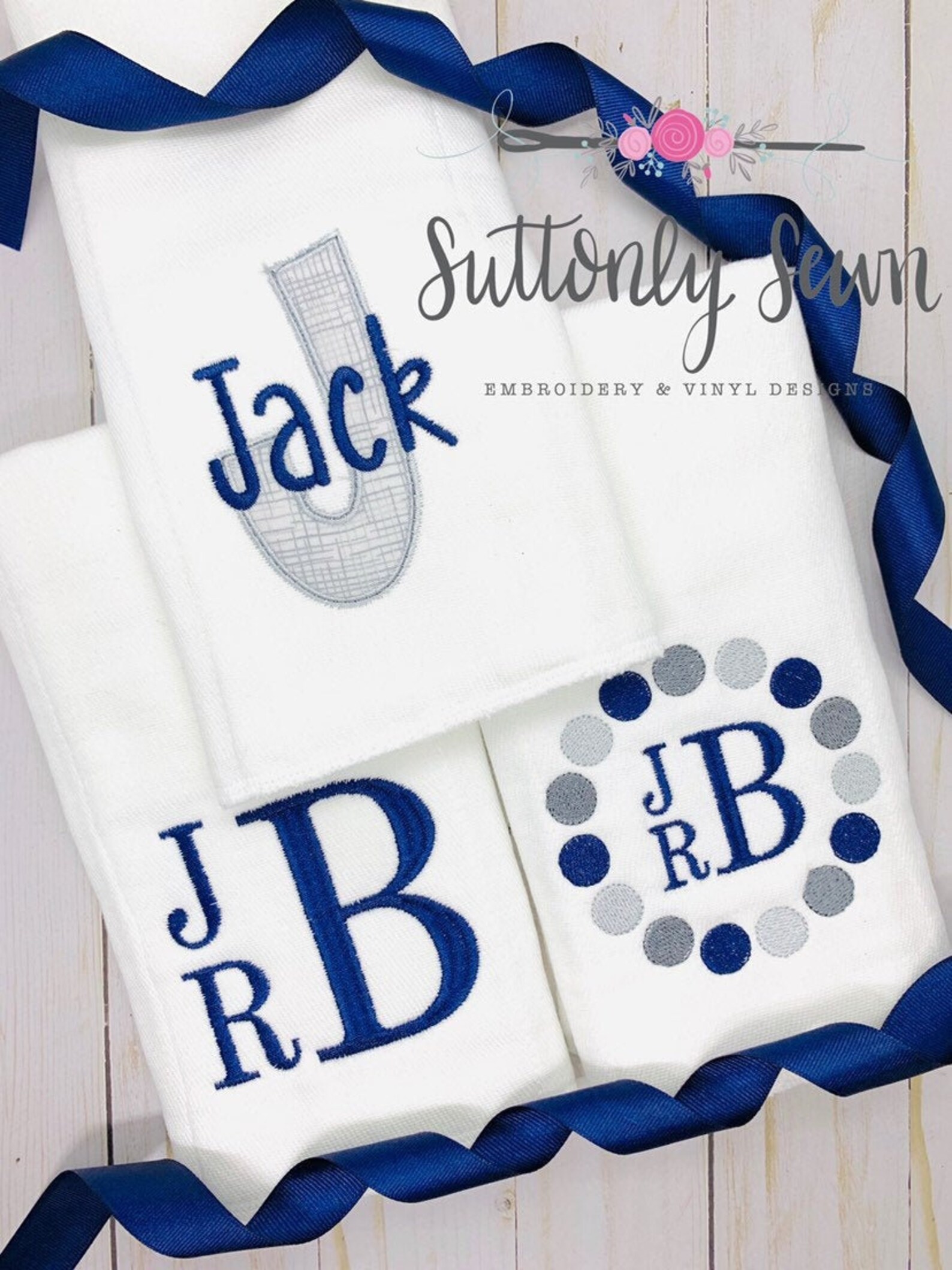 Personalized Burp Cloths Personalized Boy Navy and Grey Etsy