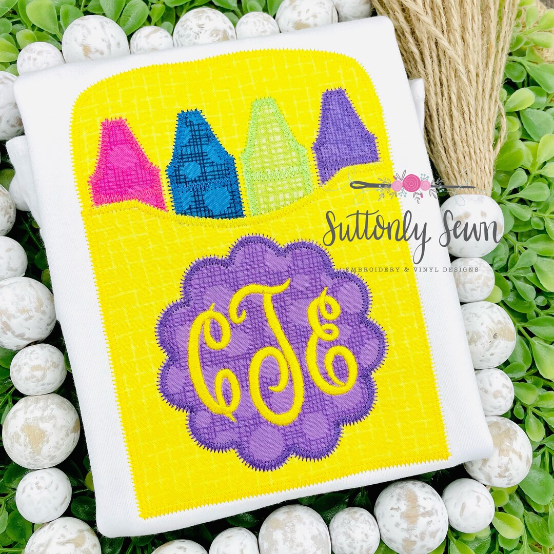 Back to School Embroidered Crayon Box Shirt Monogram Etsy