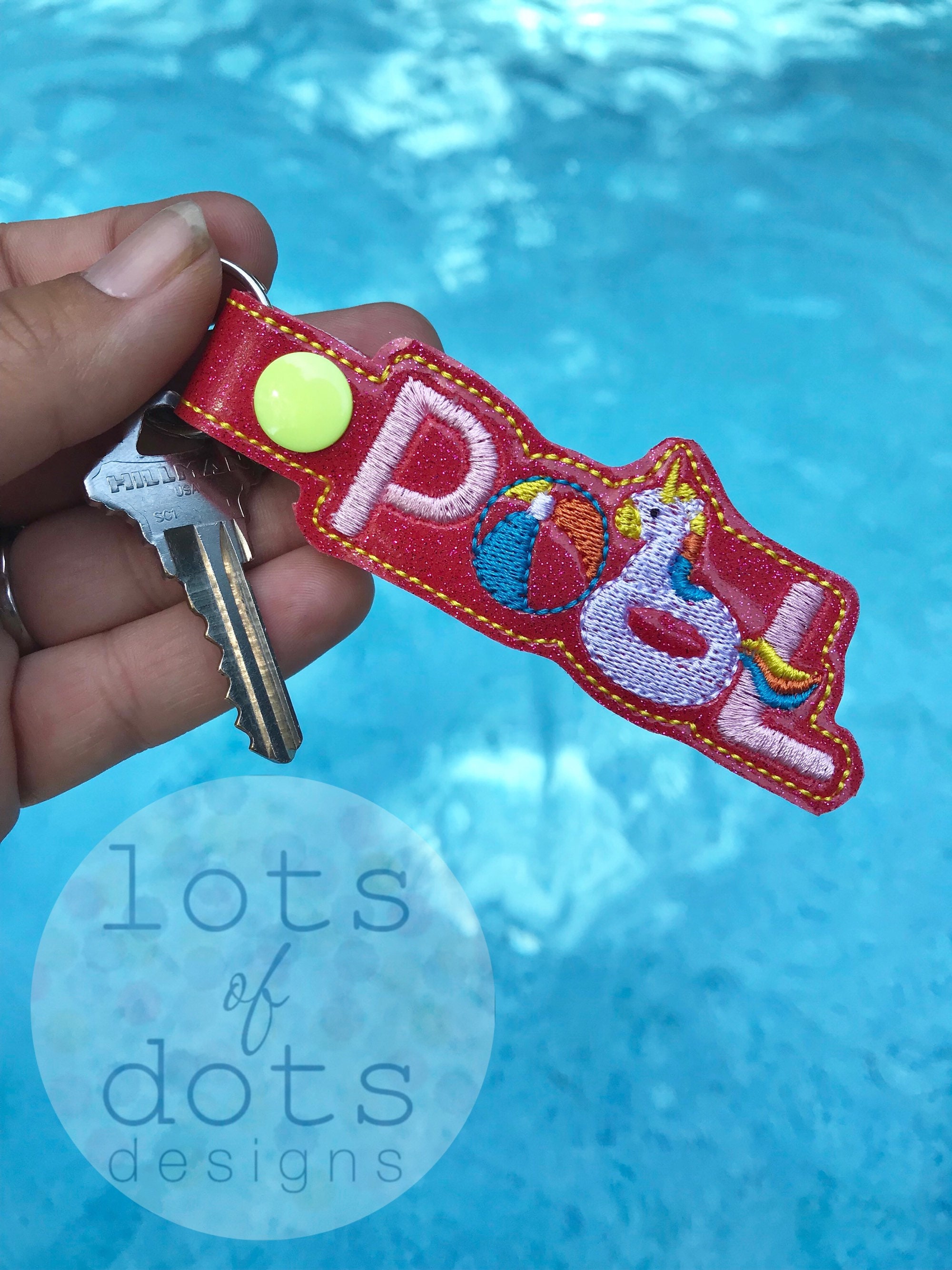 Pool Keychain Embroidered Keyfob Handmade swimming pool Etsy