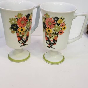 1970s Ceramic Pedestal Mugs by JSC set of 2