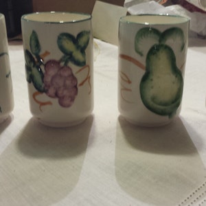 1960s Ceramic Fruit Motif Cups (4) Made in Japan