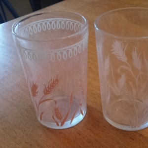 Vintage Pink and White Wheat Flower Swanky Swigs Set of 2