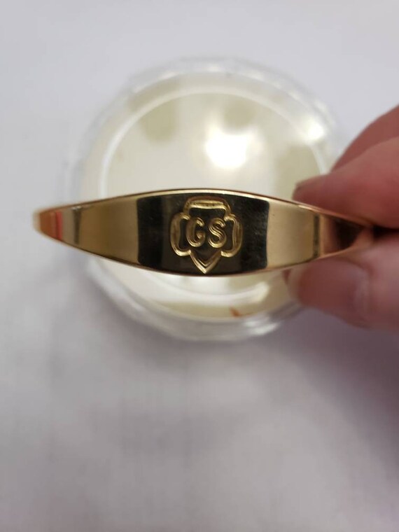 Vintage Girl Scout cuff bracelet. Gem