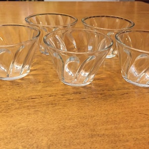 Vintage Hazel Atlas Clear Swirl Condiment Cups (5)