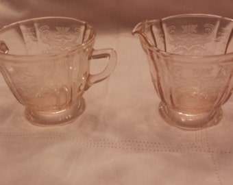 Vintage Pink Depression Sugar and Creamer