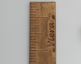 custom personalized wooden growth chart wooden growth ruler wood growth chart engraved name engraved numbers engraved lines
