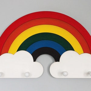 Rainbow Coat Hook with Clouds