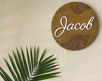 Round Nursery name sign 15", name sign for nursery boy, girl, above crib sign, nursery decor, boys room girls room, round name plaque