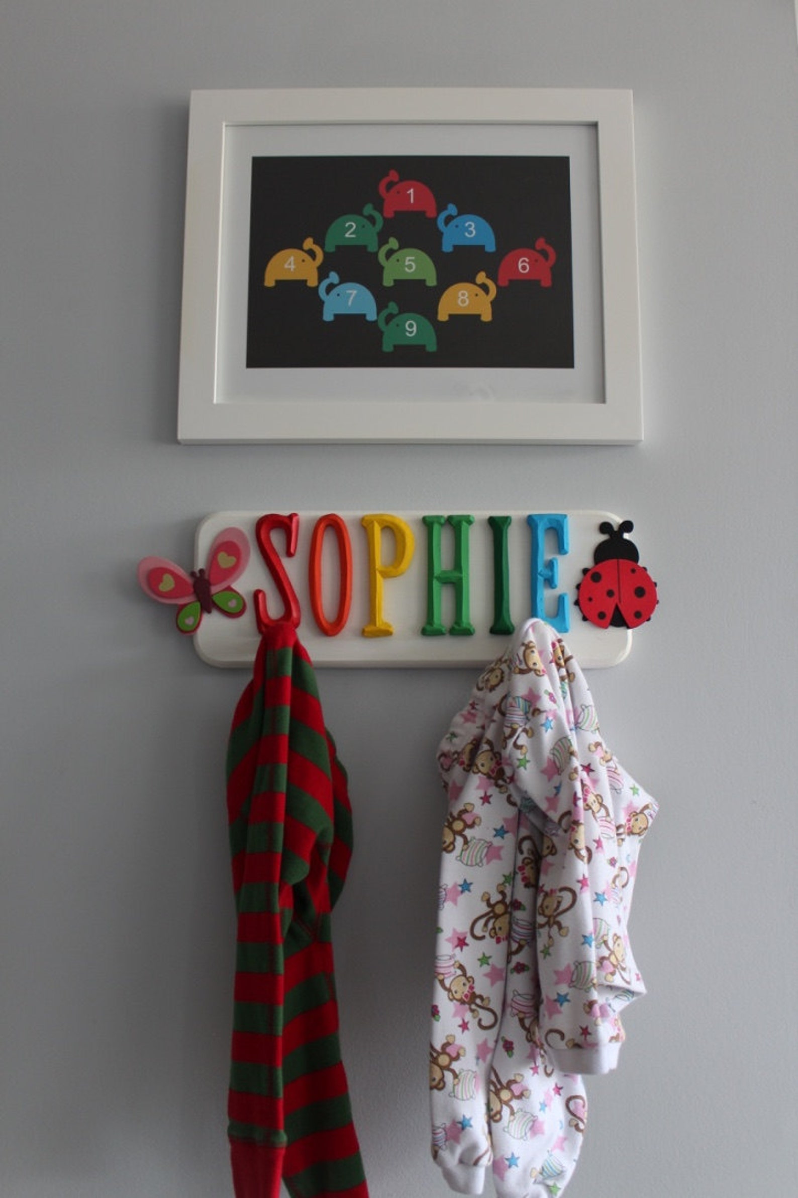 Wooden Coat Rack Pegs Personalized With Name Animals Theme Etsy