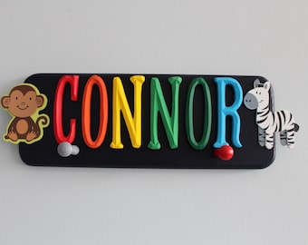 Gander and Goose Wooden Coat Rack Pegs Personalized With Name - Animals Theme