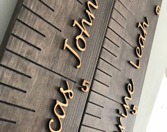 personalized wooden growth chart wooden growth ruler wood growth chart personalized name wooden numbers engraved lines