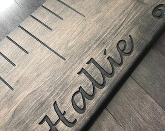 custom personalized wooden growth chart wooden growth ruler wood growth chart engraved name engraved numbers engraved lines